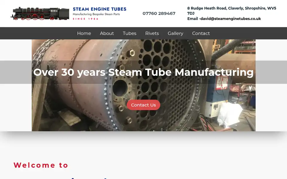 Screenshot of steamenginetubes.co.uk