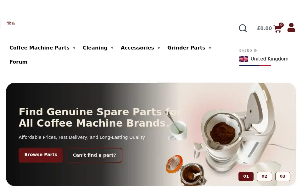Screenshot of steamnspares.com
