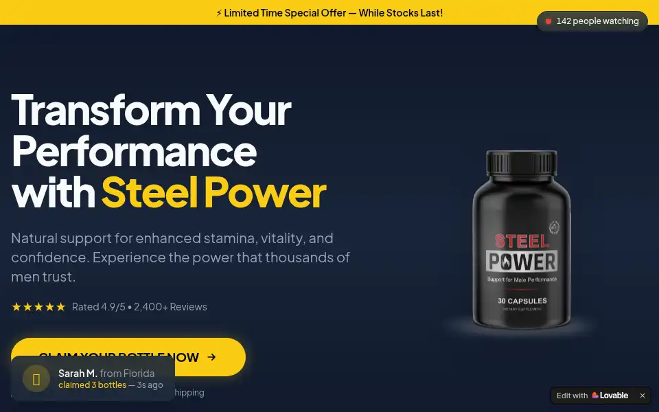 Screenshot of steel-power-by.lovable.app