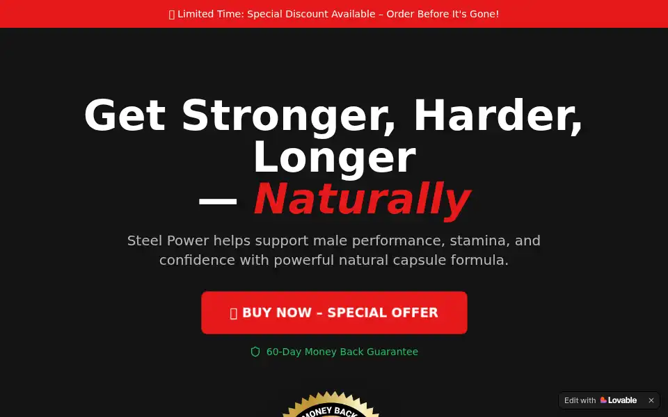 Screenshot of steel-power-dr-oz.lovable.app