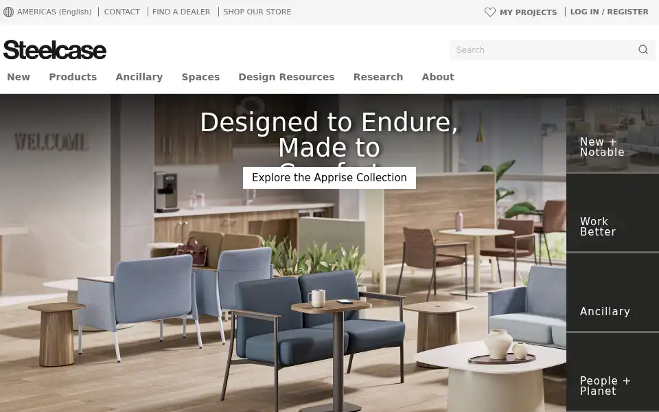 Screenshot of steelcase.com
