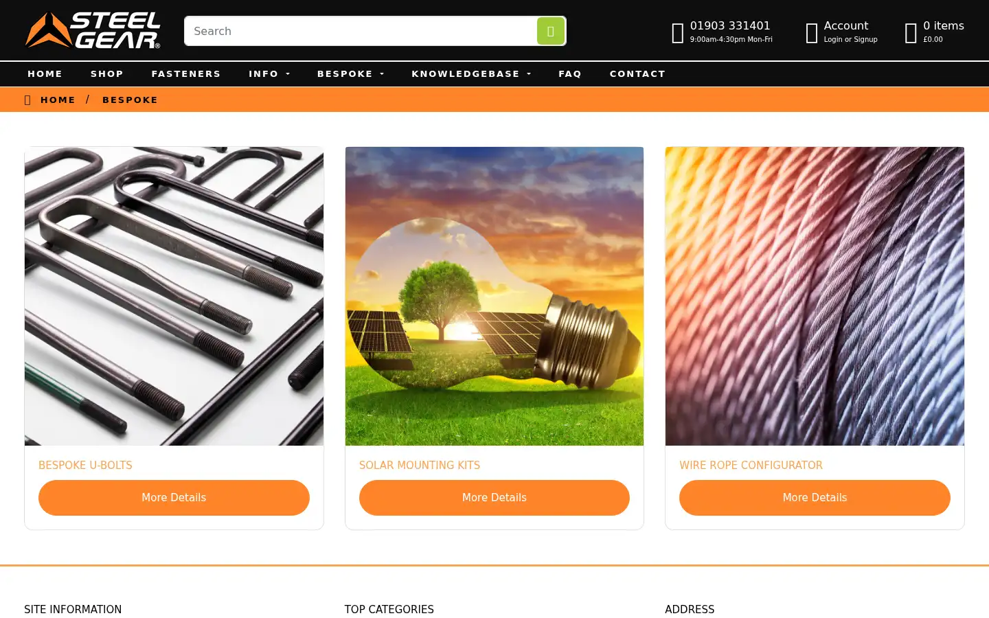 Screenshot of steelgear.co.uk