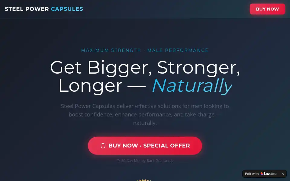 Screenshot of steelpowercapsules.lovable.app