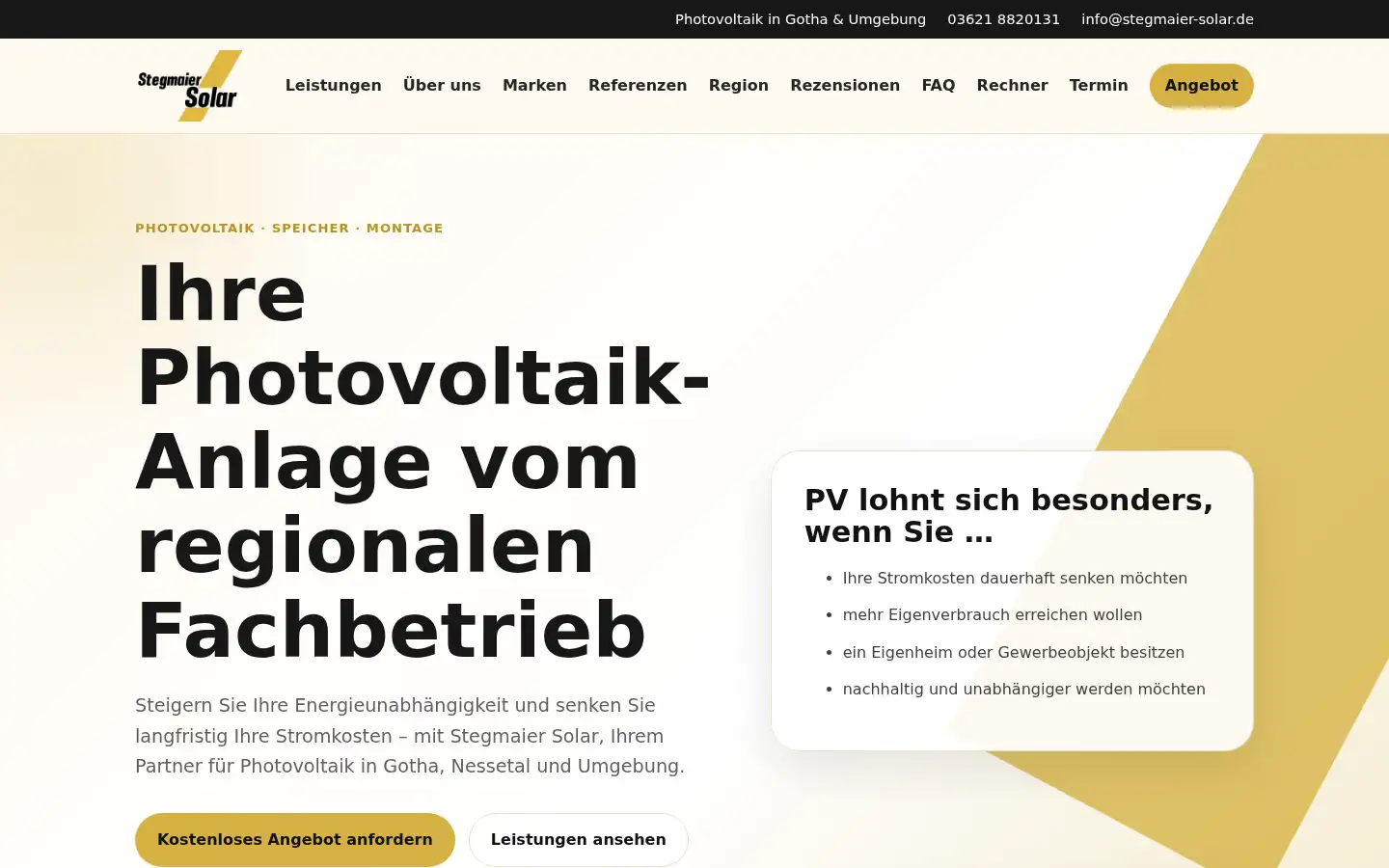 Screenshot of stegmaier-solar.de