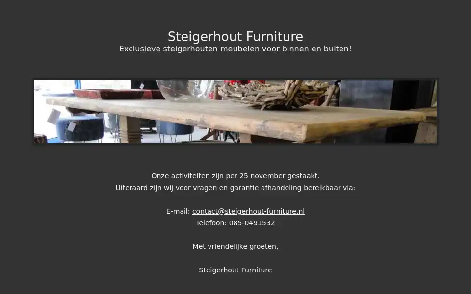 Screenshot of steigerhout-furniture.nl