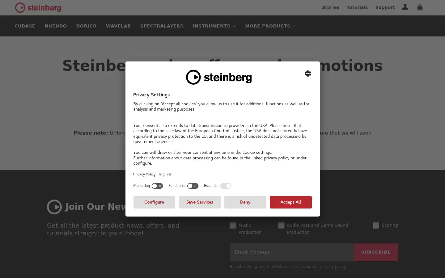 Screenshot of steinberg.net