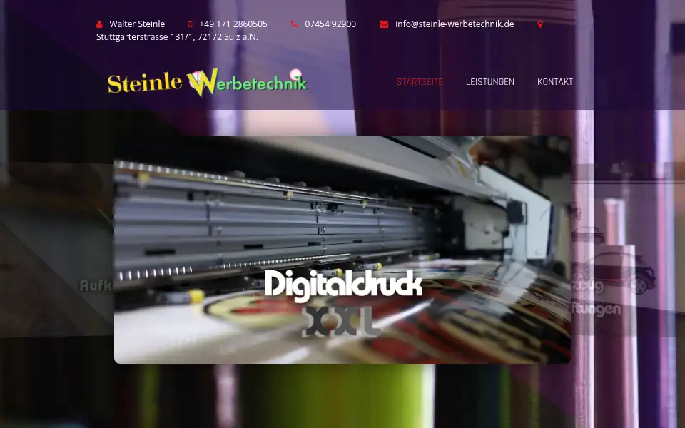 Screenshot of steinle-werbetechnik.de