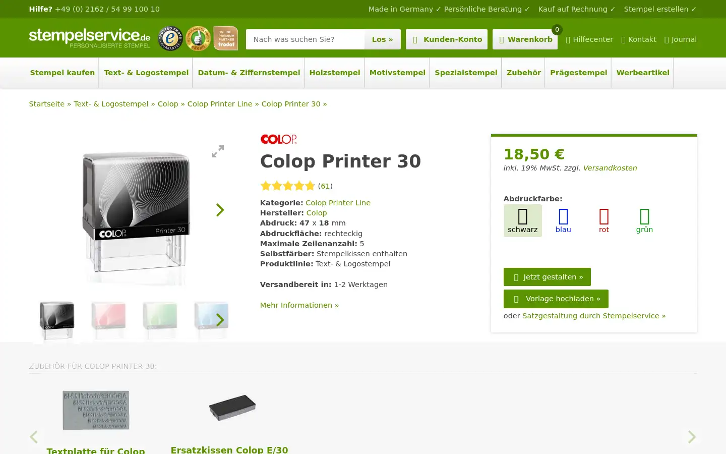 Screenshot of stempelservice.de
