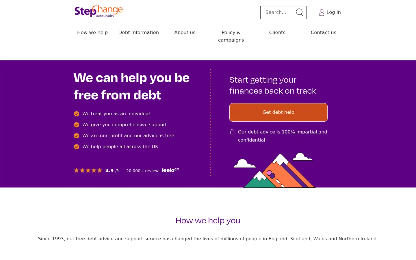Screenshot of stepchange.org