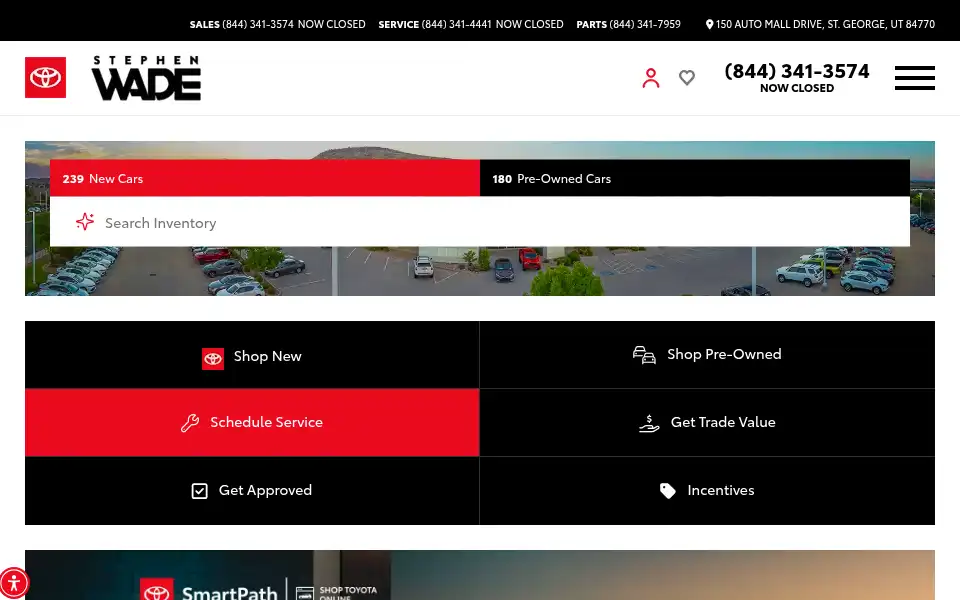 Screenshot of stephenwadetoyota.com