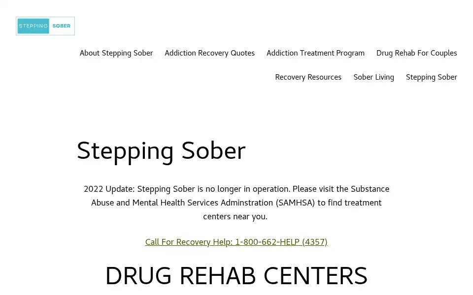 Screenshot of steppingsober.com