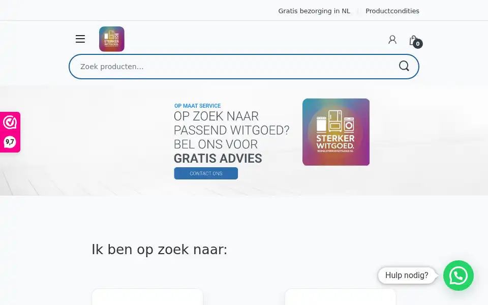Screenshot of sterkerwitgoed.nl