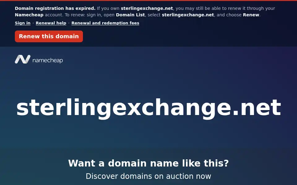 Screenshot of sterlingexchange.net