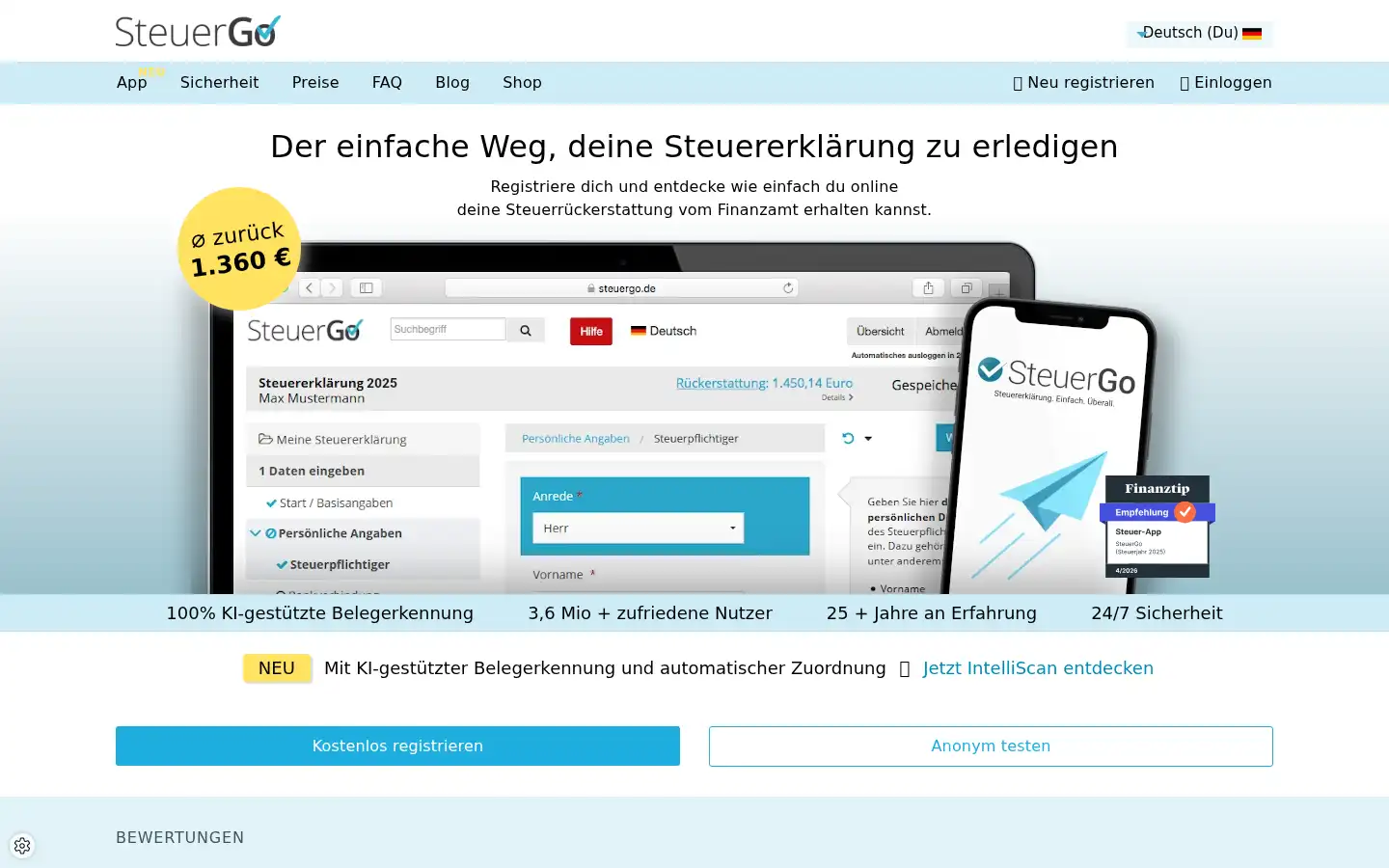 Screenshot of steuergo.de