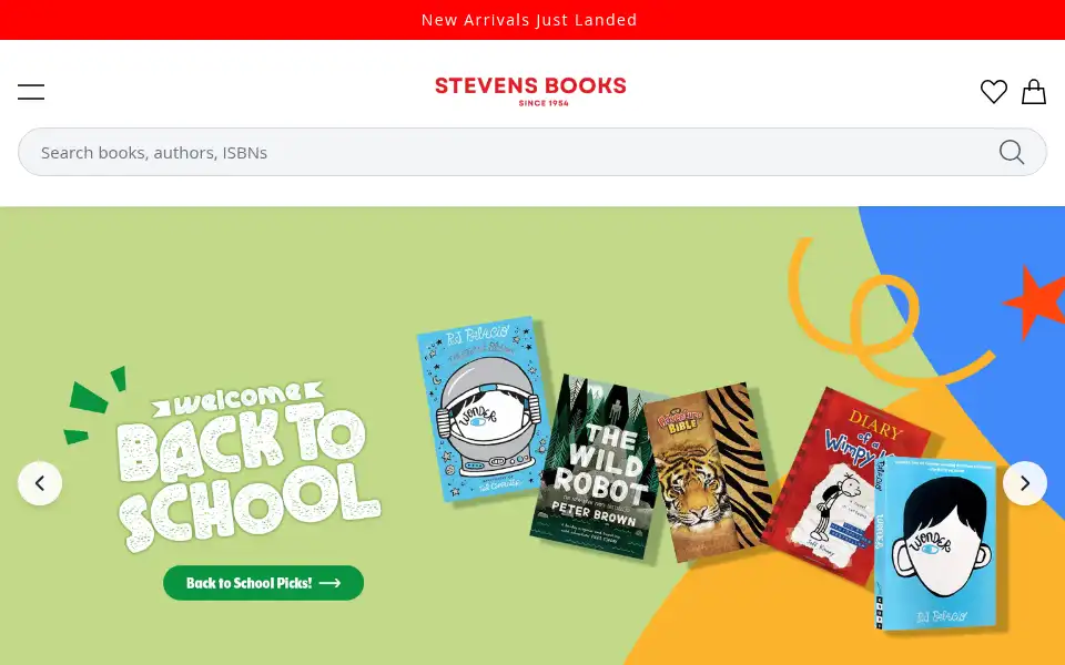Screenshot of stevensbooks.com