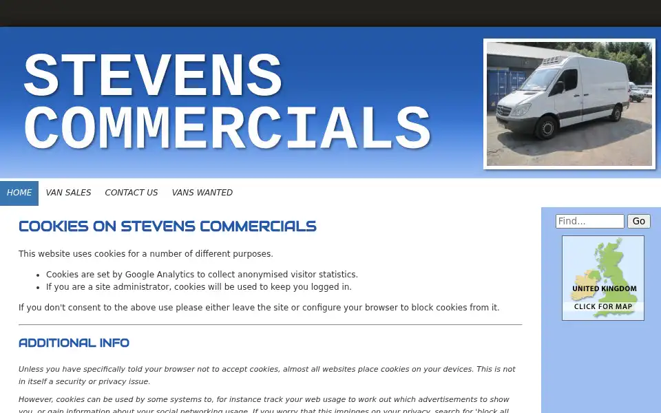 Screenshot of stevenscommercials.com