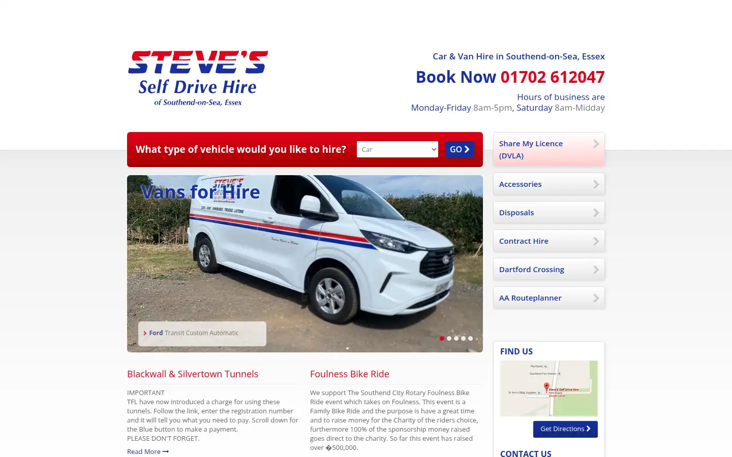 Screenshot of steves-selfdrive.com