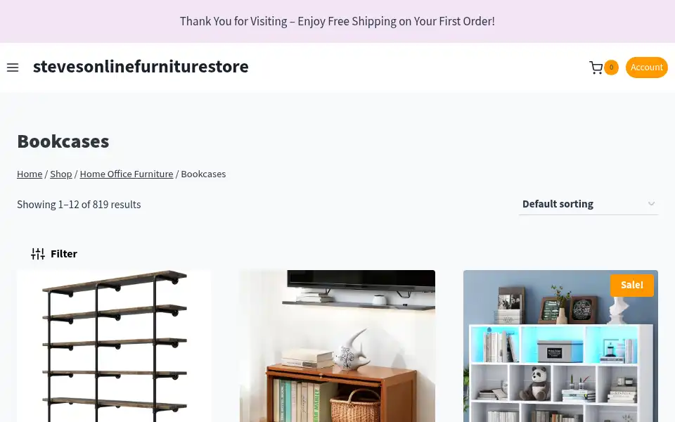 Screenshot of stevesonlinefurniturestore.co.uk