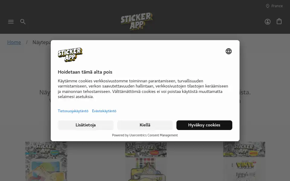 Screenshot of stickerapp.fi