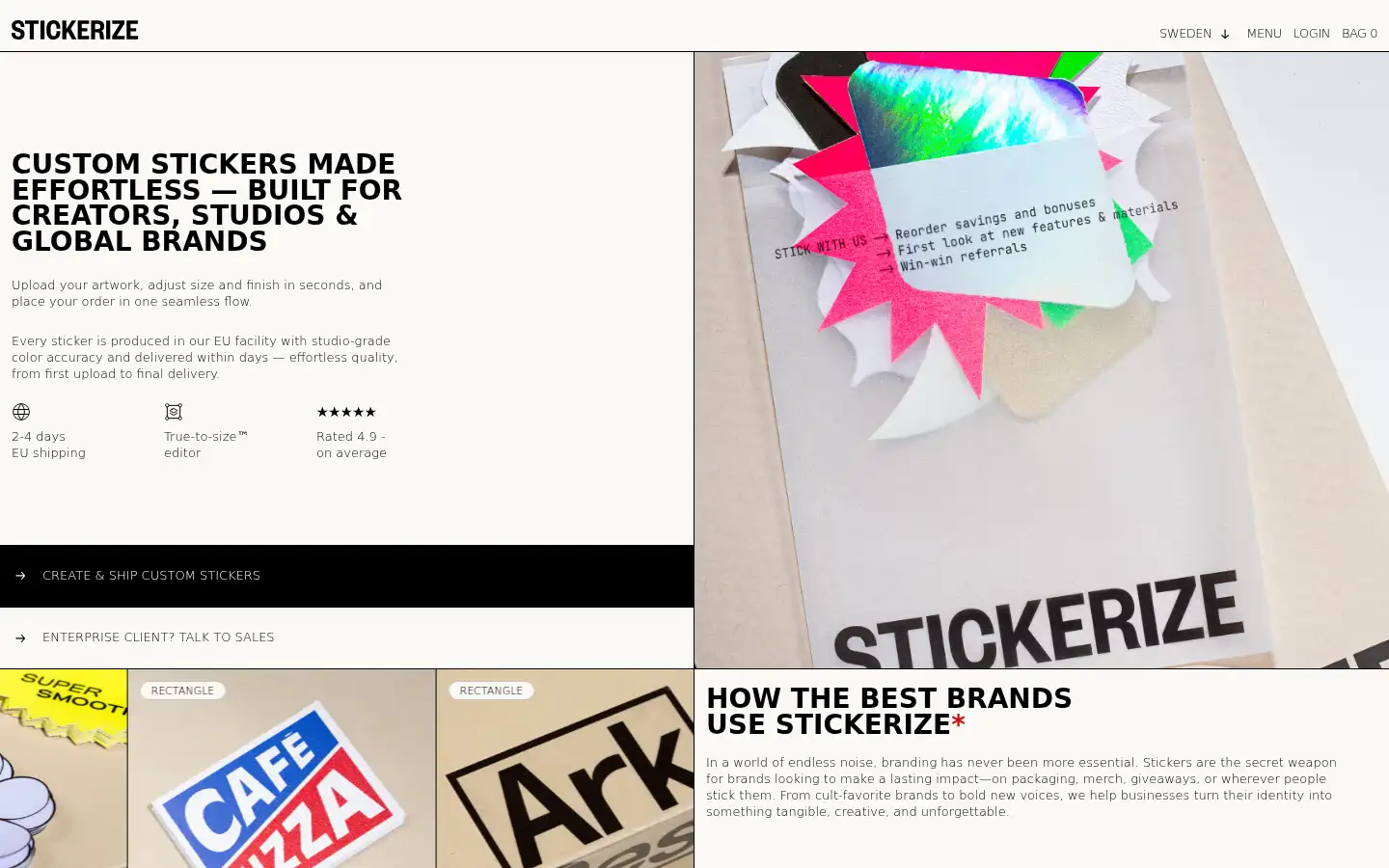 Screenshot of stickerize.com