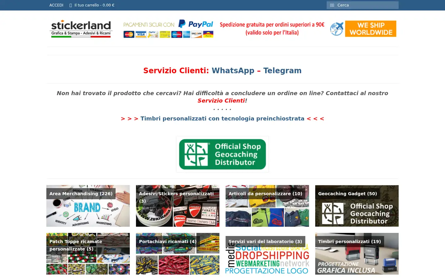 Screenshot of stickerland.it