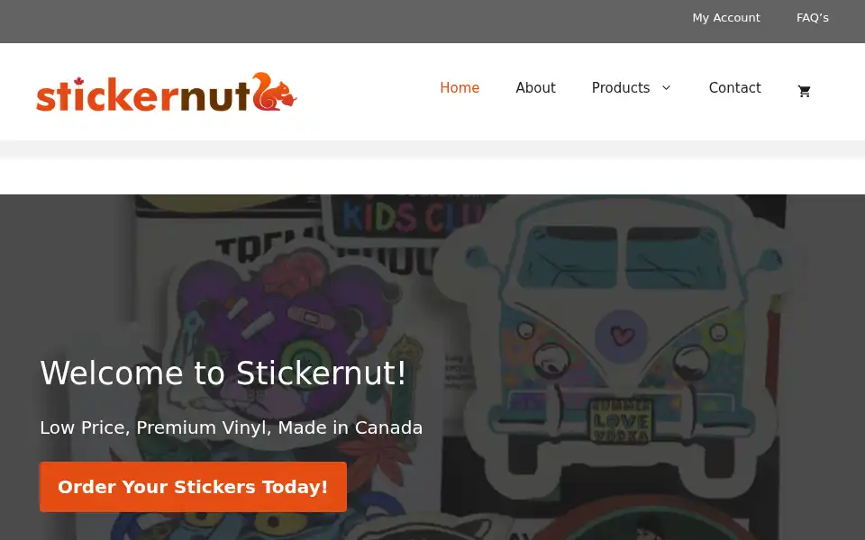 Screenshot of stickernut.ca