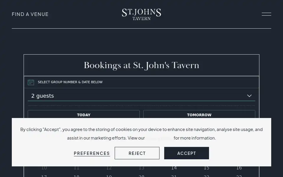 Screenshot of stjohnstavern.com