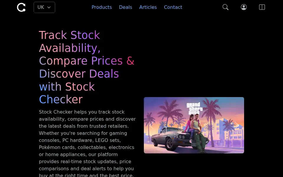 Screenshot of stock-checker.com