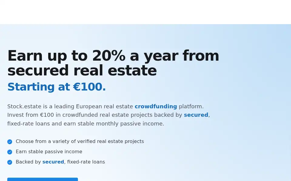Screenshot of stock.estate