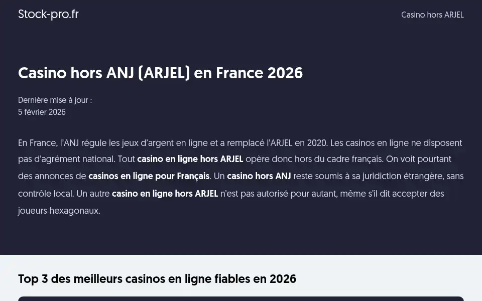 Screenshot of stock-pro.fr