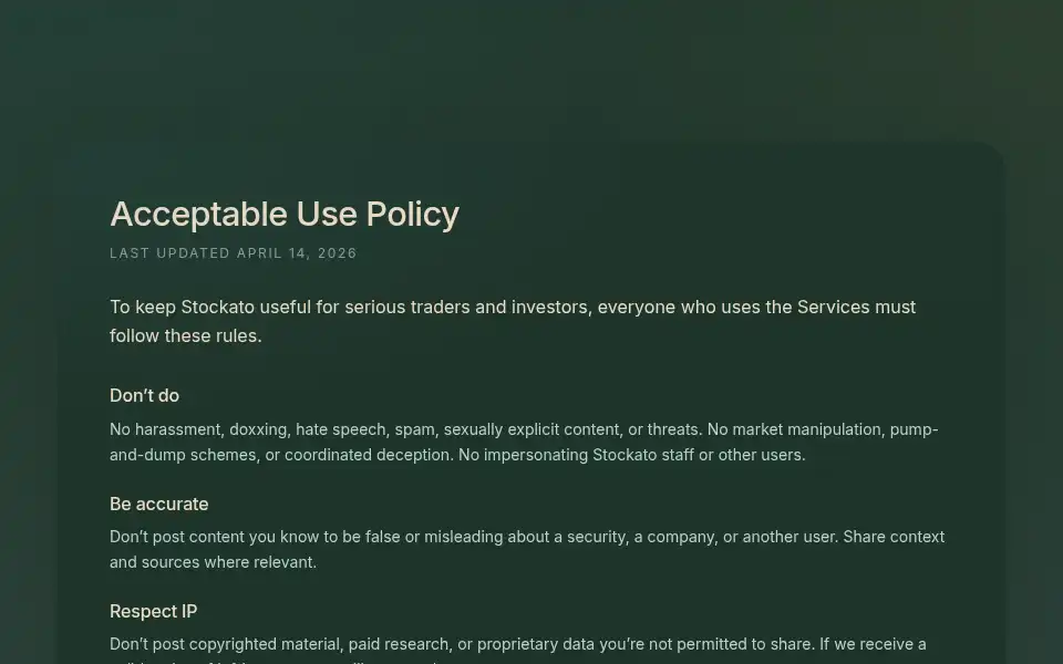 Screenshot of stockato.ai
