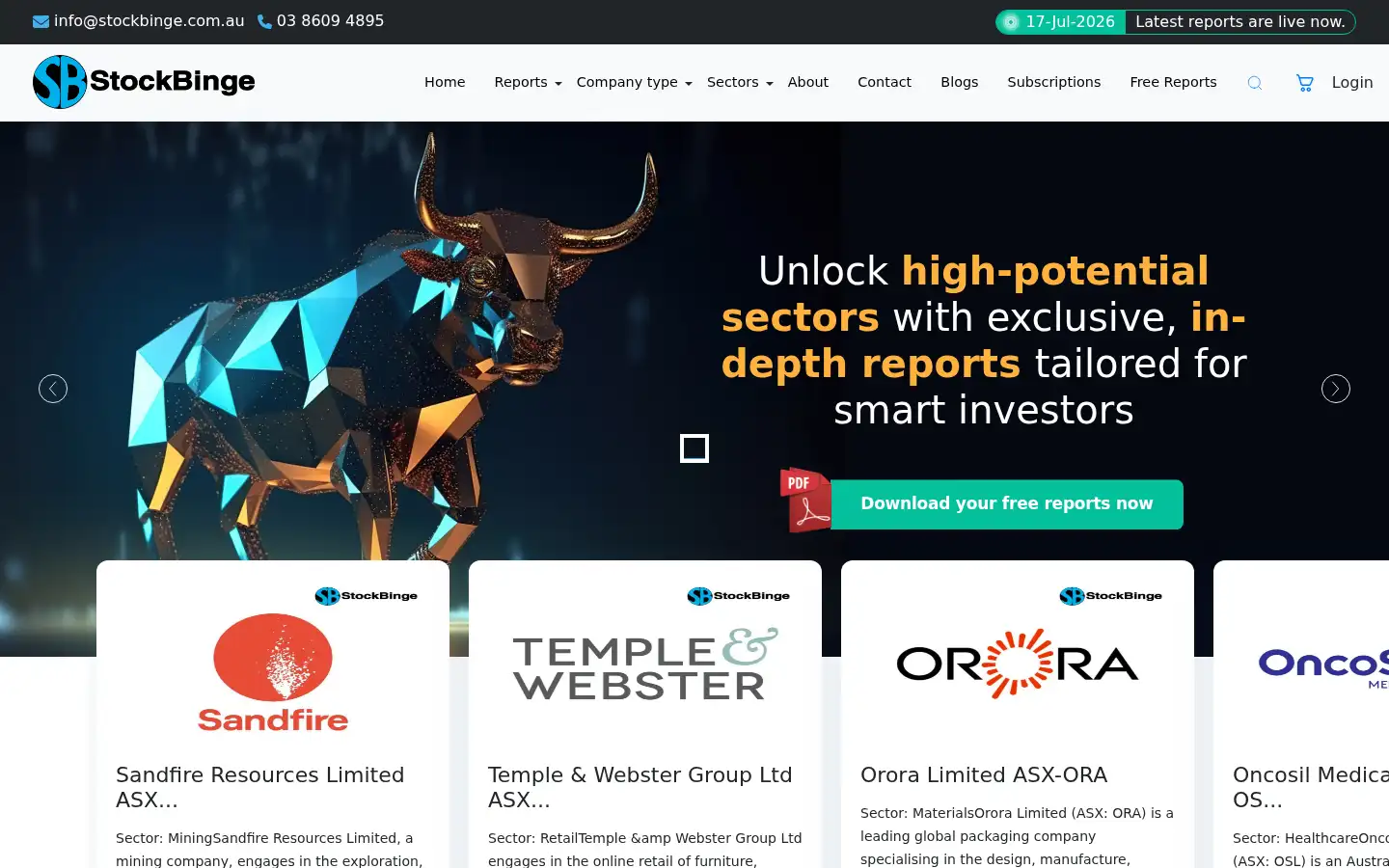 Screenshot of stockbinge.com.au