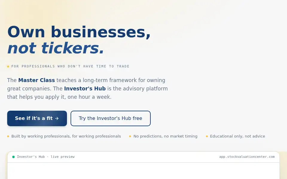 Screenshot of stockvaluationcenter.com