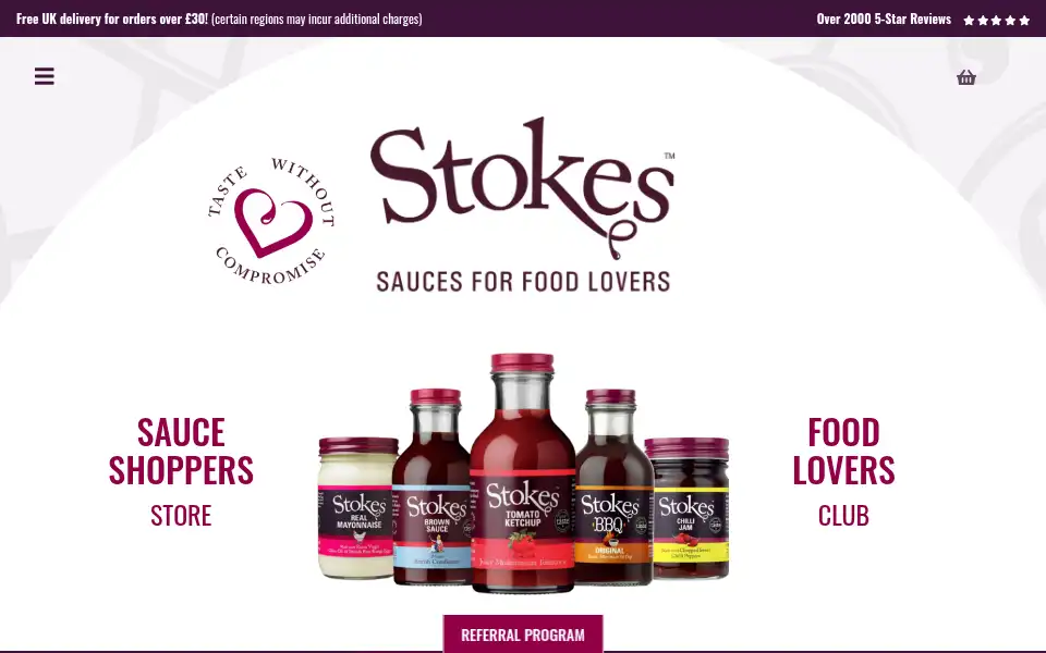 Screenshot of stokessauces.co.uk