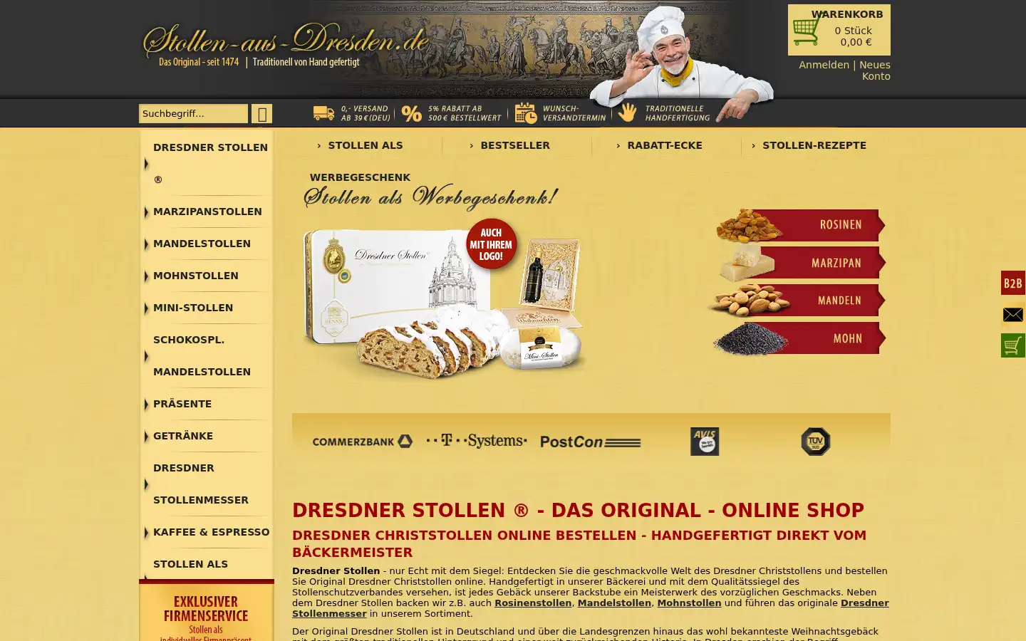 Screenshot of stollen-aus-dresden.de