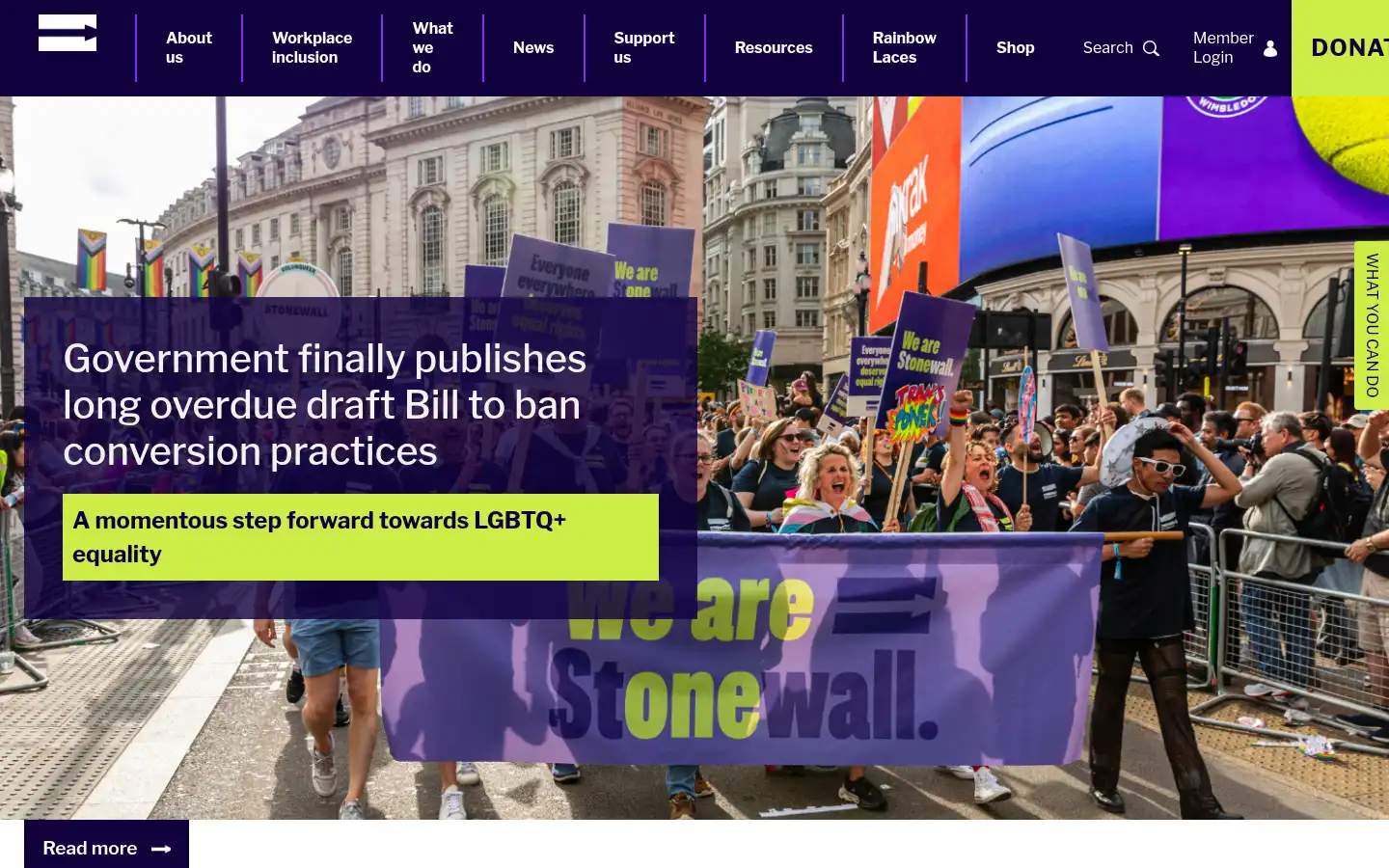 Screenshot of stonewall.org.uk