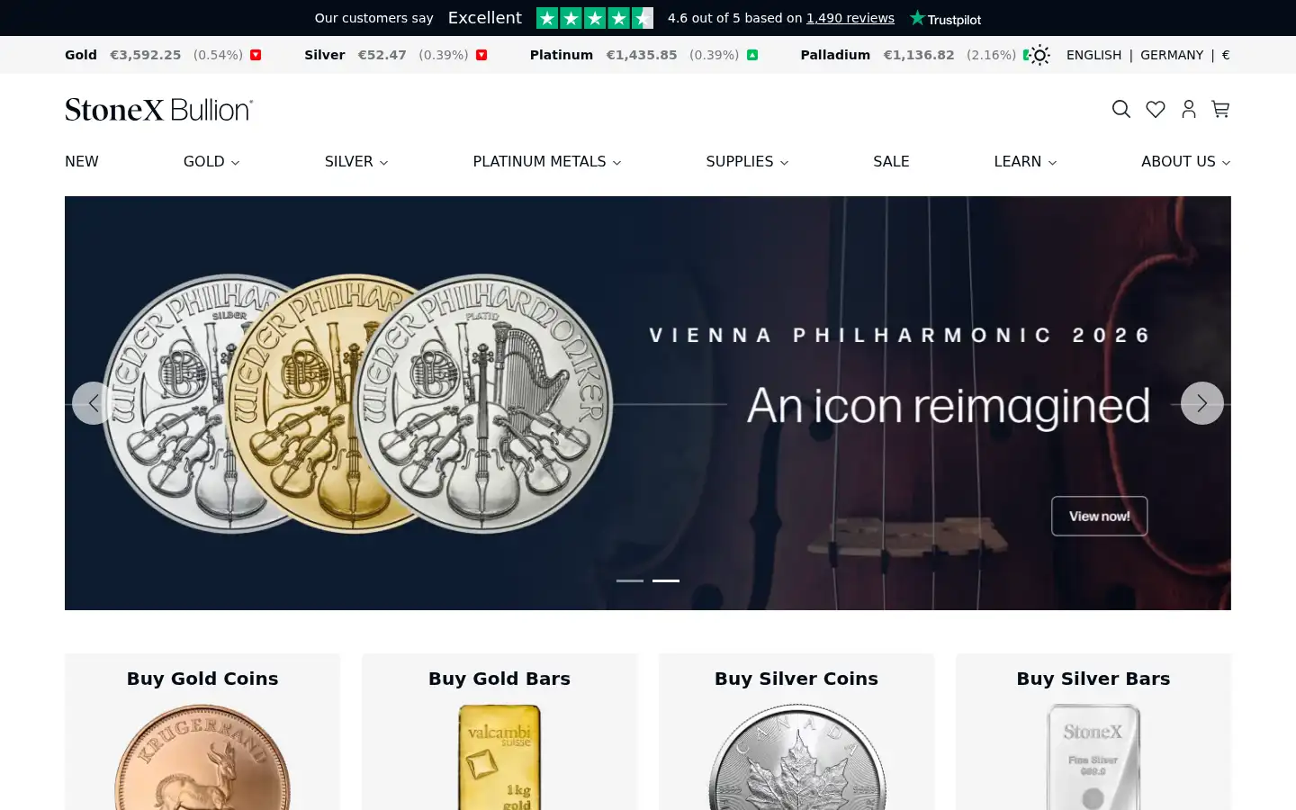 Screenshot of stonexbullion.com