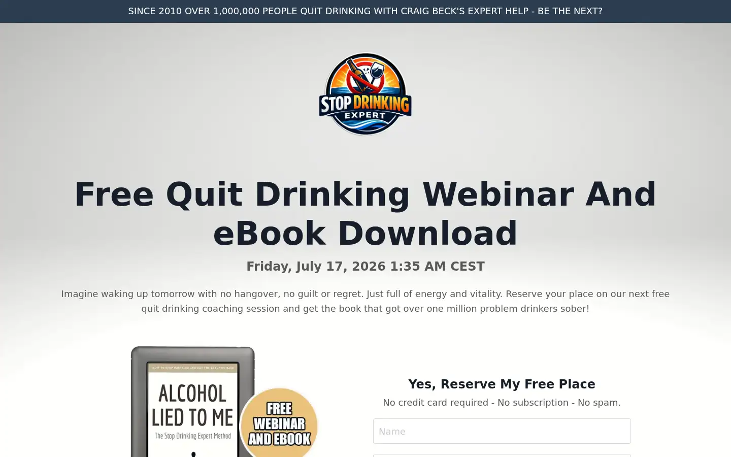 Screenshot of stopdrinkingexpert.com