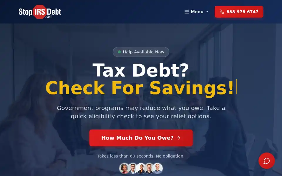 Screenshot of stopirsdebt.com