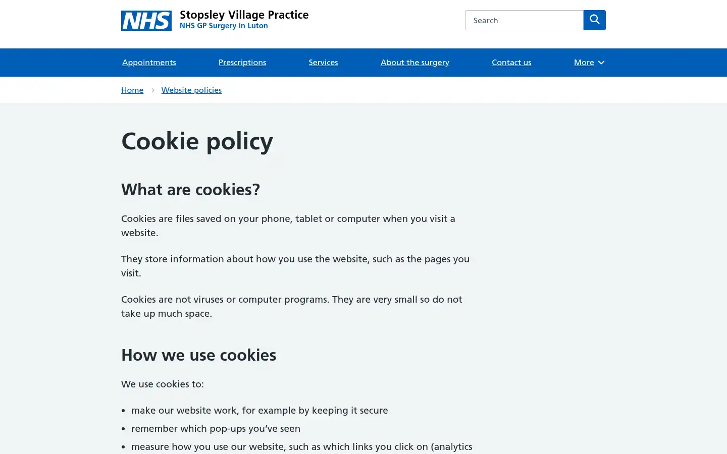 Screenshot of stopsleyvillagepractice.co.uk