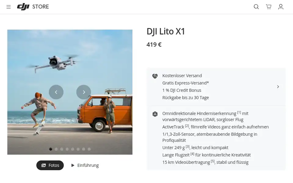 Screenshot of store.dji.com