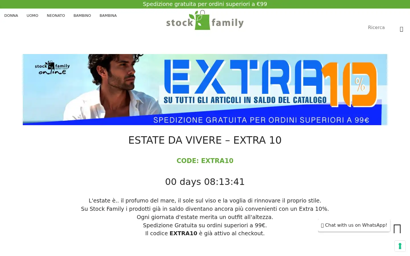 Screenshot of store.stockfamily.it