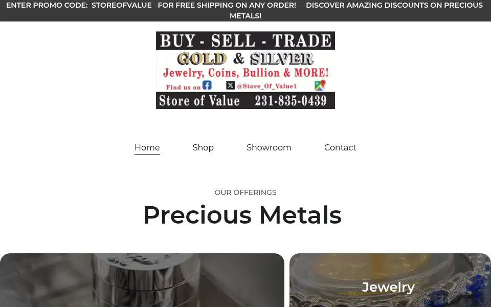 Screenshot of storeofvaluegold.com