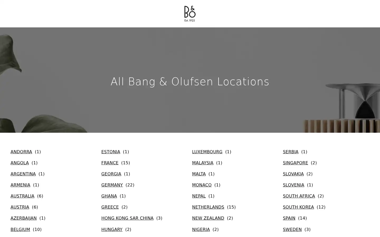 Screenshot of stores.bang-olufsen.com