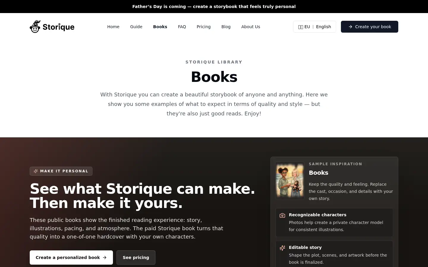 Screenshot of storique.ai