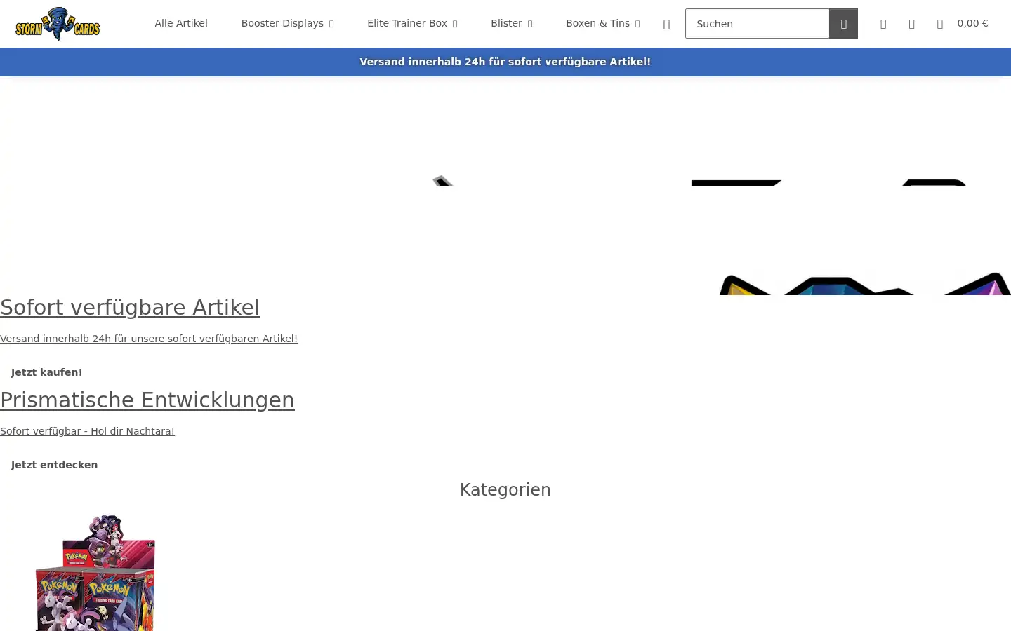 Screenshot of stormcards.de