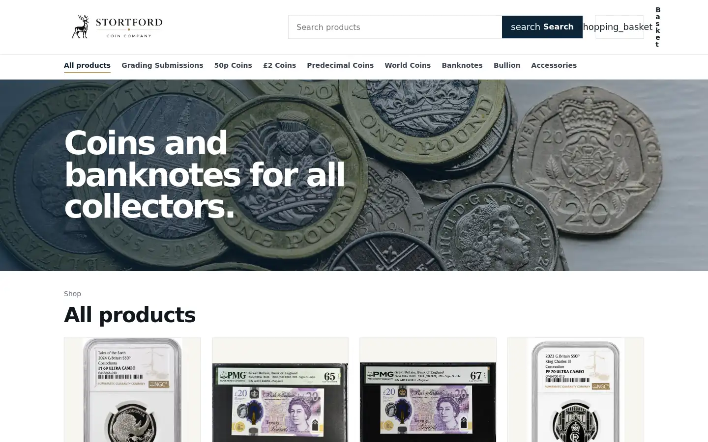Screenshot of stortfordcoincompany.co.uk
