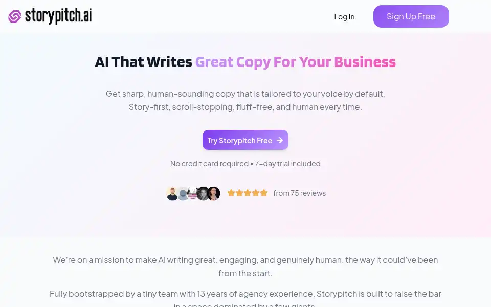 Screenshot of storypitch.ai