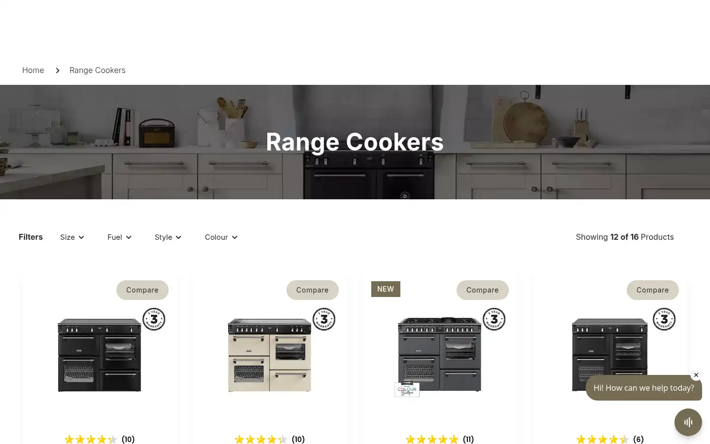 Screenshot of stoves.co.uk