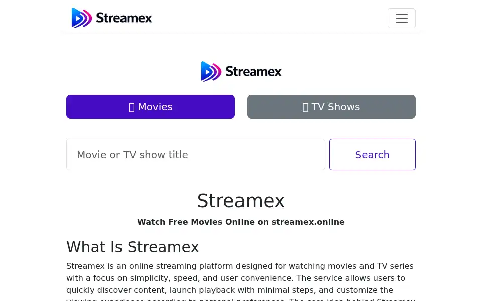Screenshot of streamex.stream